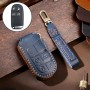 Hallmo Car Genuine Leather Key Protective Cover for Jeep Compass 4-button (Blue)