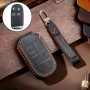Hallmo Car Genuine Leather Key Protective Cover for Jeep Compass 5-button (Black)