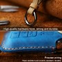 Для Honda Car Cowhide Кожаный ключ защитный чехол, версия Three Keys Tailgate (Blue)