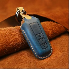 Для Toyota Car Cowhide Кожаный ключ защитный чехол, версия Three Keys (Blue)