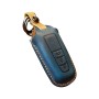 Для Toyota Car Cowhide Кожаный ключ защитный чехол, версия Three Keys (Blue)