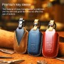 Для Toyota Car Cowhide Кожаный ключ защитный чехол, версия Three Keys (Blue)