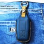 Для Toyota Car Cowhide Кожаный ключ защитный чехол, версия Three Keys (Blue)