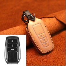 Для Toyota Car Cowhide Кожаный ключ защитный ключ обложка, версия Three Keys (Brown)