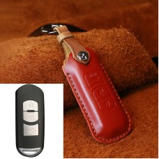 Для Mazda Old Style Car Cowhide Кожаный ключ защитный чехол Кейс Кейс, Версия Three Keys (красный)