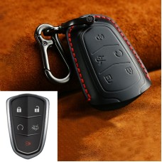 Для Cadillac Car Cowhide Кожаный ключ защитный чехол, версия Five Keys (Black)