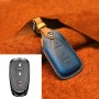 Для Chevrolet Car Cowhide Кожаный ключ защитный чехол, версия Three Keys (Blue)