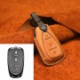 Для Chevrolet Car Cowhide Кожаный ключ к ключевой чехле, версия Three Keys (Brown)