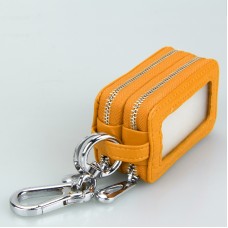 9075 Universal Crocodile Texture Genuine Leather Double Zipper Car Key Case(Yellow)