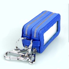 9075 Universal Crocodile Texture Genuine Leather Double Zipper Car Key Case(Blue)