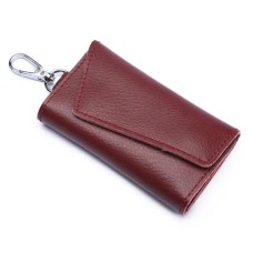 Multifunctional Litchi Texture Leather Keychain Bag Car Key Bag(Wine Red)