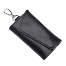 Multifunctional Litchi Texture Leather Keychain Bag Car Key Bag(Black)