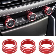 3 PCS Car Aluminum Alloy Air Conditioner Knob Case for Honda Tenth Generation Accord(Red)