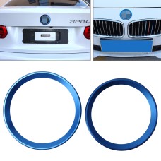 2 PCS/Set Zinc Alloy Steering Wheel Decoration Ring Sticker Logo Car Styling Modification Car Front Logo Ring Decoration Rear Cover Trim Hood Emblem Rings for BMW 3 Series(Blue)