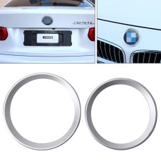 2 PCS/Set Zinc Alloy Steering Wheel Decoration Ring Sticker Logo Car Styling Modification Car Front Logo Ring Decoration Rear Cover Trim Hood Emblem Rings for BMW 3 Series(Silver)
