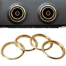 4 PCS Car Outlet Decorative Rings Aluminum Alloy Air Outlet Chrome Trim Ring Car Dashboard  Air Vents Cover Sticker Decoration for Audi A3(Gold)