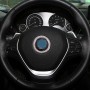 Car Aluminum Steering Wheel Decoration Ring with Diamonds For BMW(Silver)