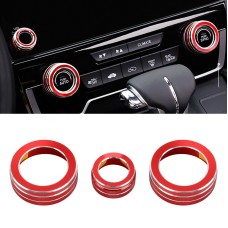 3 PCS Car Metal Air Conditioner Knob Case for Honda CR-V 2017(Red)