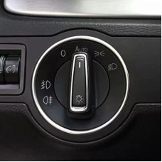 Car Headlight Switch Decorative Ring for Volkswagen Golf (Silver)