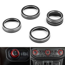For Jeep Wrangler 2018-2021 4 in 1 Car Air Conditioner Switch Headlight Button Knob Cover Trim(Black)