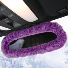 Car Rearview Mirror Cover Four Seasons Universal Plush Car Rear View Mirror Cover(Purple)