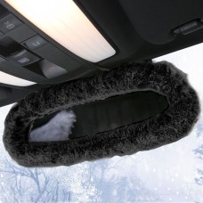 Car Rearview Mirror Cover Four Seasons Universal Plush Car Rear View Mirror Cover(Black)