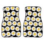 2 in 1 Universal Printing Auto Car Floor Mats Set, Style:Black-White Flowers