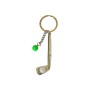 Metal Golf Club Shape Decorative Keychain Holder(Silver+Green Ball)