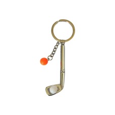 Metal Golf Club Shape Decorative Keychain Holder(Silver+Orange Ball)