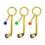 Metal Golf Club Shape Decorative Keychain Holder(Gold+Orange Ball)