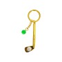Metal Golf Club Shape Decorative Keychain Holder(Gold+Green Ball)
