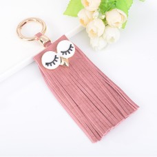 Fashion Casual PU Leather Tassels Women Key Chain Bag Pendant Car Key Chain Ring Hanging Holder Creative Personality Owl Tassel Car Key Ring Bag Ornaments Pendant(Pink)