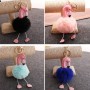 Super Metal Flamingo Key Chain Imitation Rabbit Hair Bulb Fur Plush Car Ornaments Pendant Key Ring, Random Color Delivery