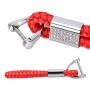 PU Leather Braided Strap Crystal Inlaid Keychain Keyring, Random Color Delivery