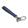 Leather Strap + Metal Buckle Keychain Simple Style Key Ring (Blue)