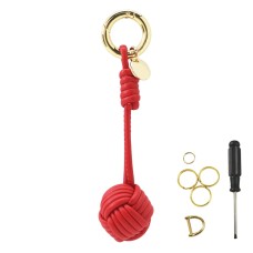 Gold Hardware Microfiber Ball Keychain(Red)