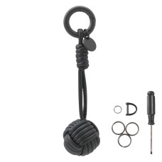 Gun Metal Hardware Microfiber Ball Keychain(Black)