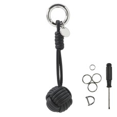 Silver Hardware Microfiber Ball Keychain(Black)