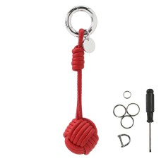 Silver Hardware Microfiber Ball Keychain(Red)