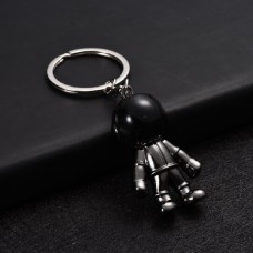 2 PCS Creative Metal Space Robot Keychain Personality Simulation Astronaut Keychain(Black)