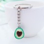 2 PCS Cute Fruit Jewelry Avocado Heart-shaped Handmade Shree-dimensional Soft Ceramic Keychain(A)