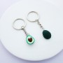 2 PCS Cute Fruit Jewelry Avocado Heart-shaped Handmade Shree-dimensional Soft Ceramic Keychain(C)