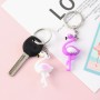 10 PCS Silicone Flamingo Keychain Cute Animal Car Key Ring Bag Charm(White)