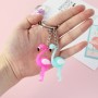 10 PCS Silicone Flamingo Keychain Cute Animal Car Key Ring Bag Charm(White)