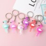 10 PCS Silicone Flamingo Keychain Cute Animal Car Key Ring Bag Charm(White)