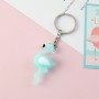10 PCS Silicone Flamingo Keychain Cute Animal Car Key Ring Bag Charm(Blue)