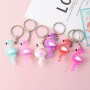 10 PCS Silicone Flamingo Keychain Cute Animal Car Key Ring Bag Charm(Blue)