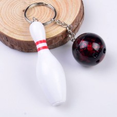 2 PCS Simulation Bowling Keychain Plastic Color Keychain Pendant, Specification:7cm(Red)