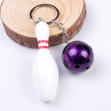 2 PCS Simulation Bowling Keychain Plastic Color Keychain Pendant, Specification:7cm(Purple)