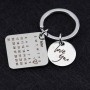 Personalized Calendar Keychain Hand Carved Calendar Keyring Stainless Steel Brelok(Silver)